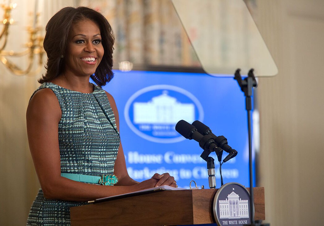 First Lady Michelle Obama delivers remarks during a "Let's Move!" food marketing convening in the State Dining Room of the White House, Sept. 18, 2013. (Official White House Photo by Amanda Lucidon)